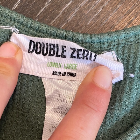 Double Zero Green Ribbed Crop Top - Picture 2 of 11